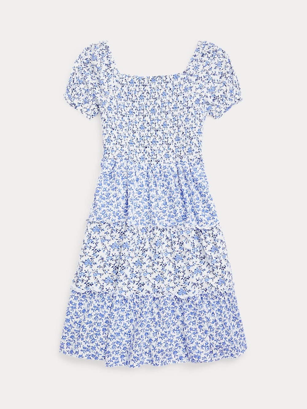 Polo Ralph Lauren Blue Floral Smocked Tiered Kids Dress 5